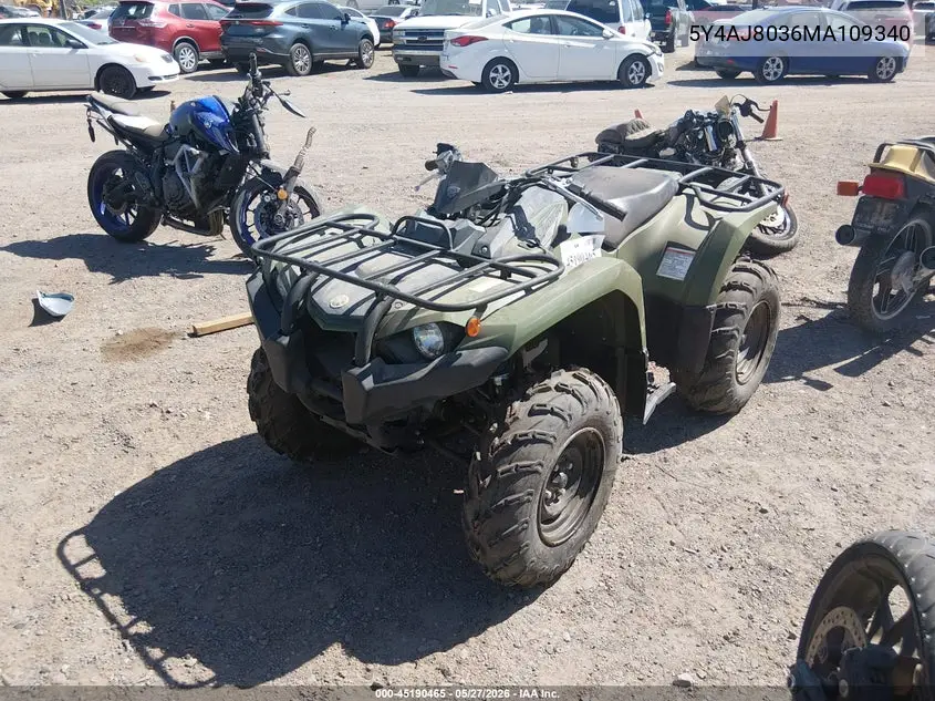 2021 Yamaha Yfm450 K VIN: 5Y4AJ8036MA109340 Lot: 45190465
