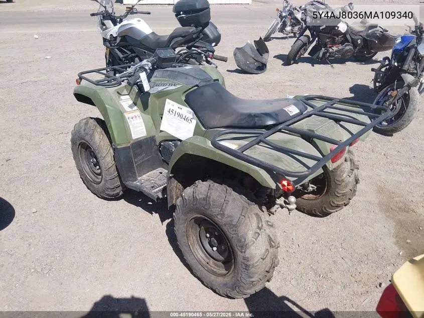 2021 Yamaha Yfm450 K VIN: 5Y4AJ8036MA109340 Lot: 45190465