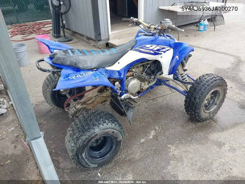 2018 Yamaha Yfz450 R VIN: 5Y4AJ6936JA100270 Lot: 44672911