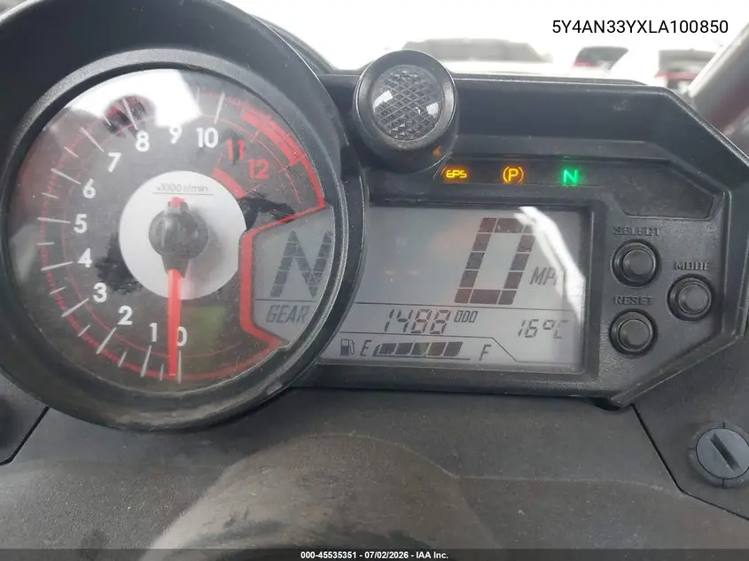 2020 Yamaha Yxz1000 VIN: 5Y4AN33YXLA100850 Lot: 45535351