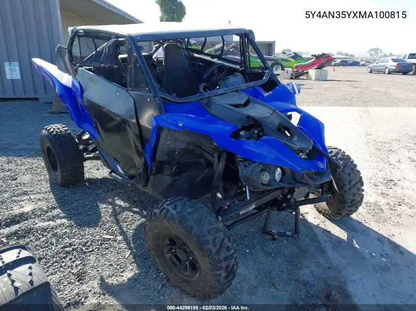 2021 Yamaha Yxz1000 VIN: 5Y4AN35YXMA100815 Lot: 44296198