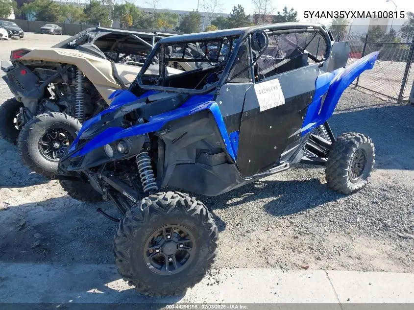 2021 Yamaha Yxz1000 VIN: 5Y4AN35YXMA100815 Lot: 44296198