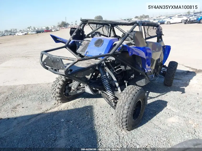 2021 Yamaha Yxz1000 VIN: 5Y4AN35YXMA100815 Lot: 44296198