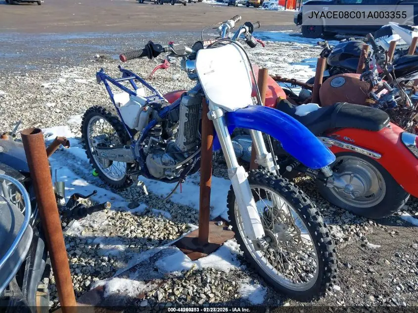 2001 Yamaha Yz125 VIN: JYACE08C01A003355 Lot: 44260253