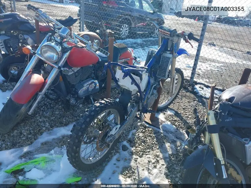 2001 Yamaha Yz125 VIN: JYACE08C01A003355 Lot: 44260253
