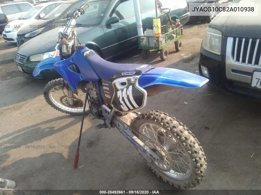 2002 Yamaha Yz250 F VIN: JYACG10C82A010938 Lot: 28492661