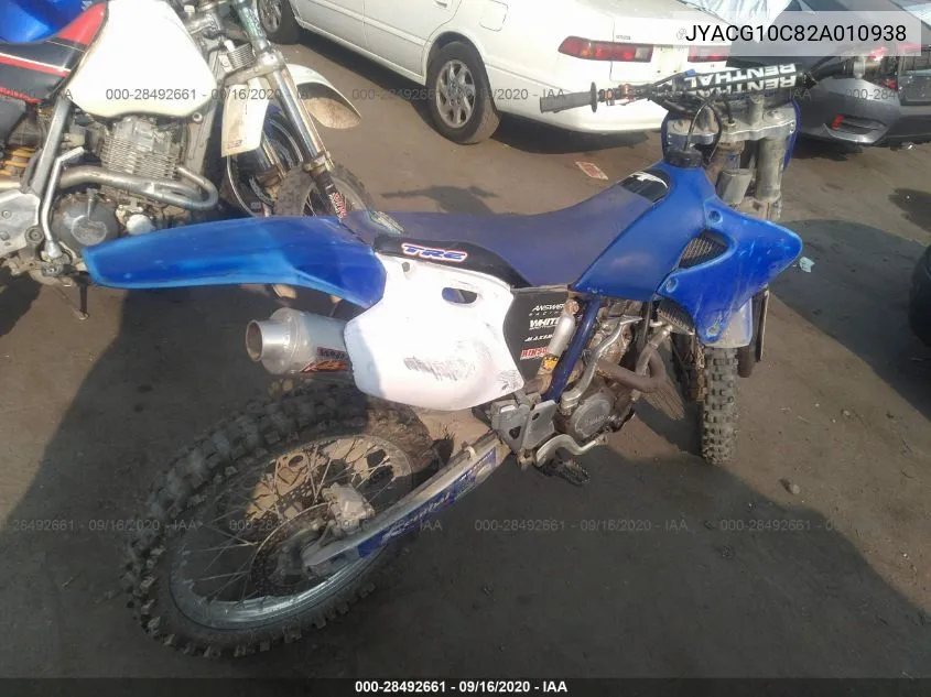 2002 Yamaha Yz250 F VIN: JYACG10C82A010938 Lot: 28492661