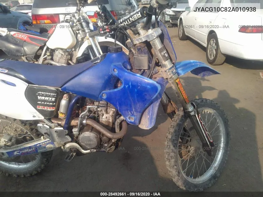 2002 Yamaha Yz250 F VIN: JYACG10C82A010938 Lot: 28492661