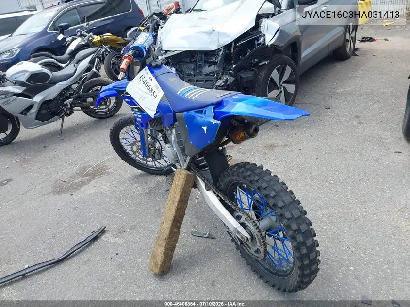 2017 Yamaha Yz125 VIN: JYACE16C3HA031413 Lot: 45406854