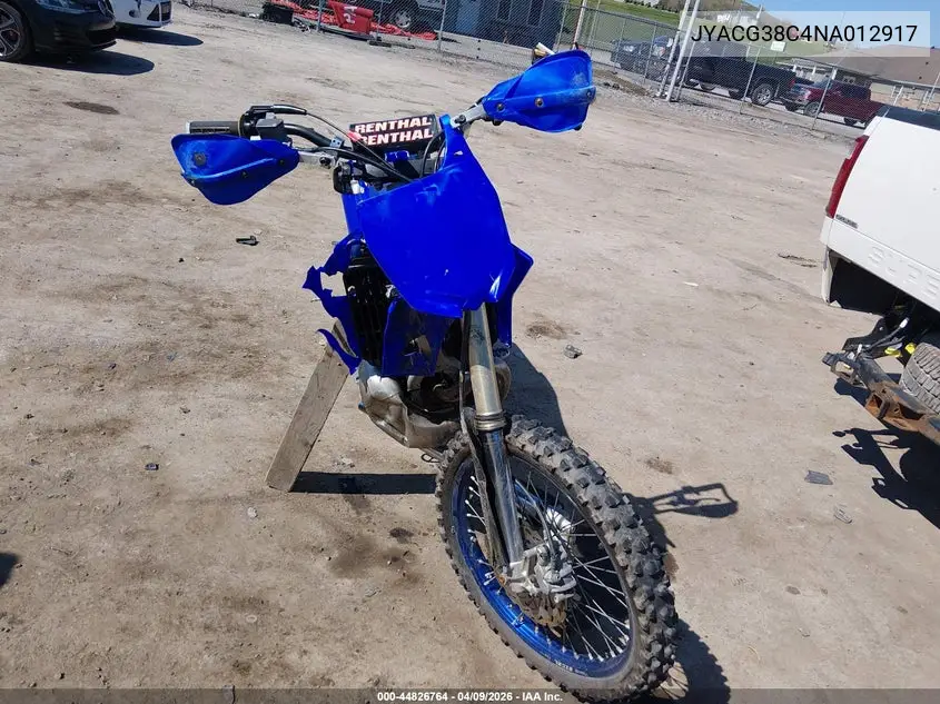 2022 Yamaha Yz250 X VIN: JYACG38C4NA012917 Lot: 44826764
