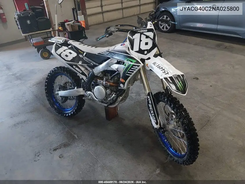 2022 Yamaha Yz250 F VIN: JYACG40C2NA025800 Lot: 45449170