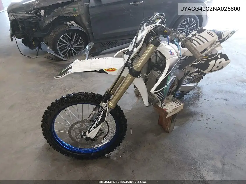 2022 Yamaha Yz250 F VIN: JYACG40C2NA025800 Lot: 45449170