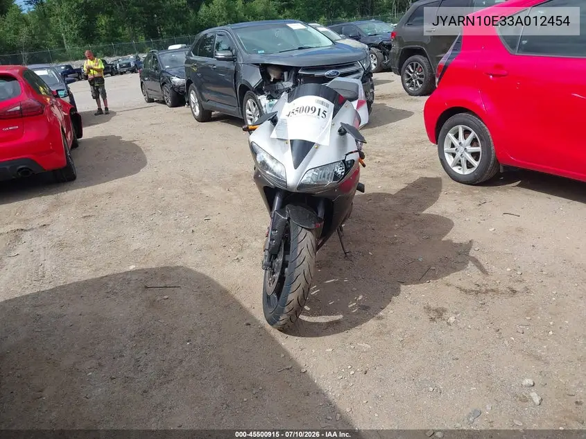 2003 Yamaha Yzfr1 VIN: JYARN10E33A012454 Lot: 45500915