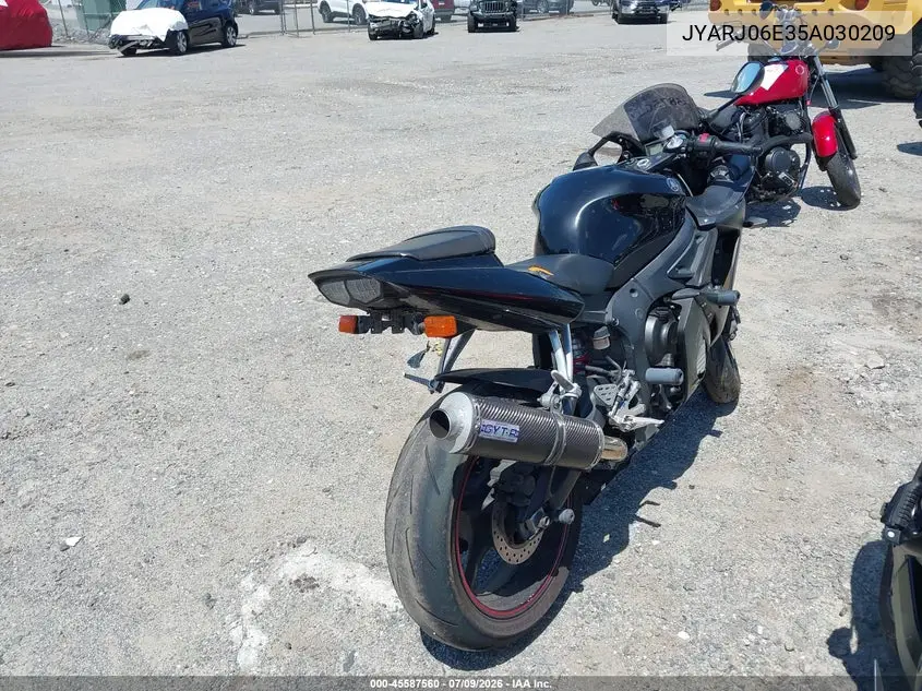 2005 Yamaha Yzfr6 L VIN: JYARJ06E35A030209 Lot: 45587560
