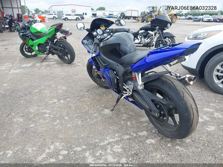 2006 Yamaha Yzfr6 L VIN: JYARJ06E86A032328 Lot: 45550794