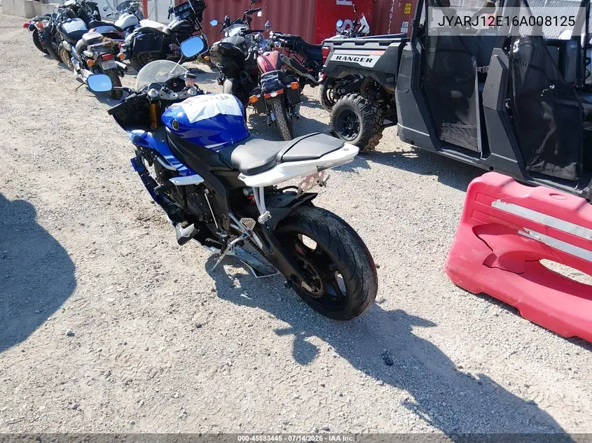 2006 Yamaha Yzfr6 L VIN: JYARJ12E16A008125 Lot: 45583445