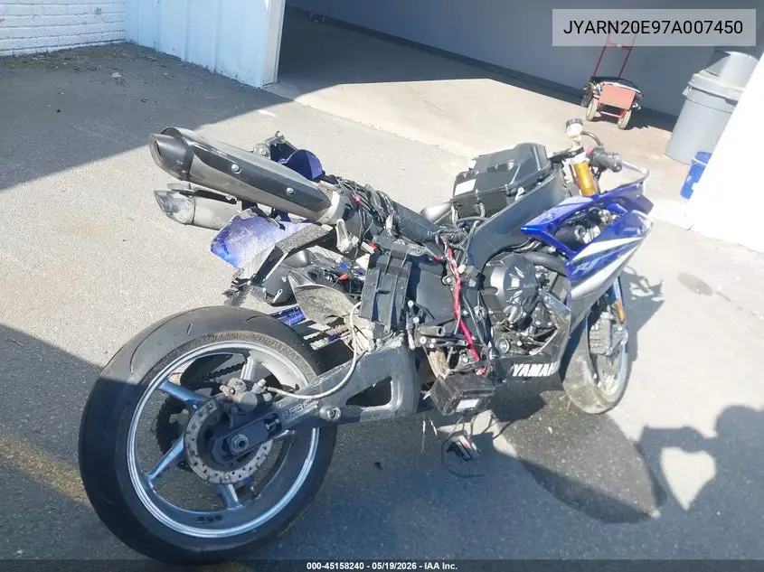 2007 Yamaha Yzfr1 VIN: JYARN20E97A007450 Lot: 45158240