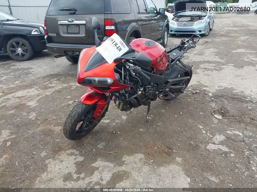 2007 Yamaha Yzfr1 VIN: JYARN20E17A002680 Lot: 45191848