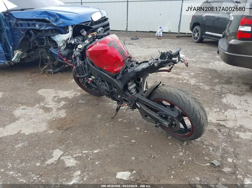2007 Yamaha Yzfr1 VIN: JYARN20E17A002680 Lot: 45191848