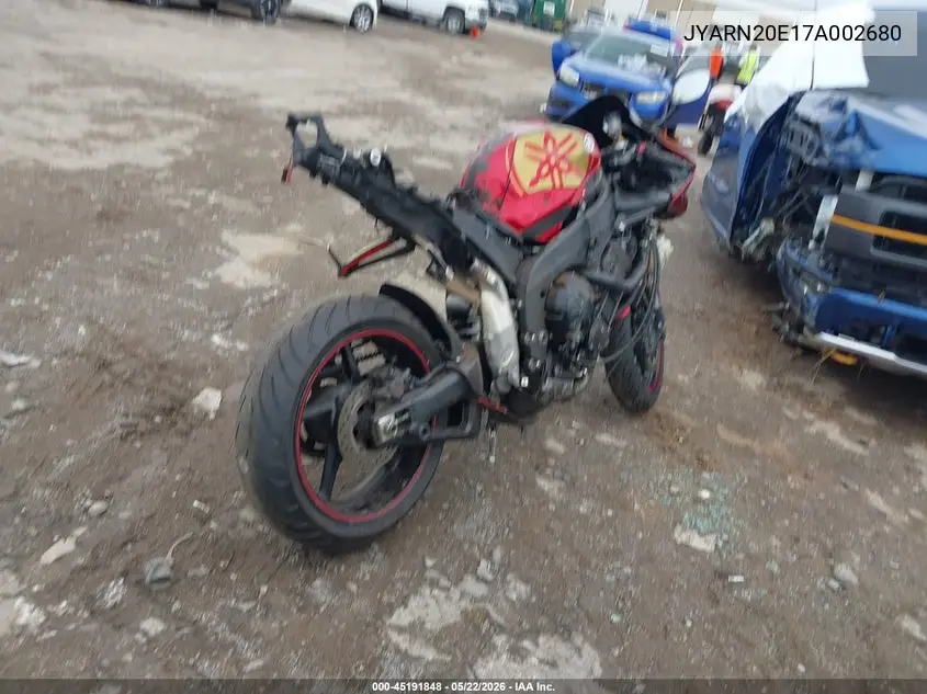 2007 Yamaha Yzfr1 VIN: JYARN20E17A002680 Lot: 45191848