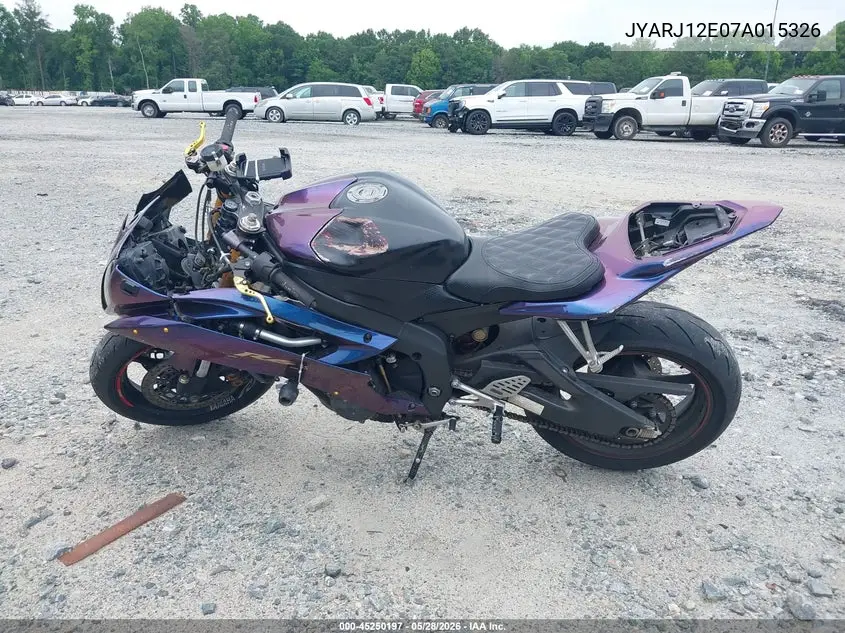 2007 Yamaha Yzfr6 L VIN: JYARJ12E07A015326 Lot: 45250197