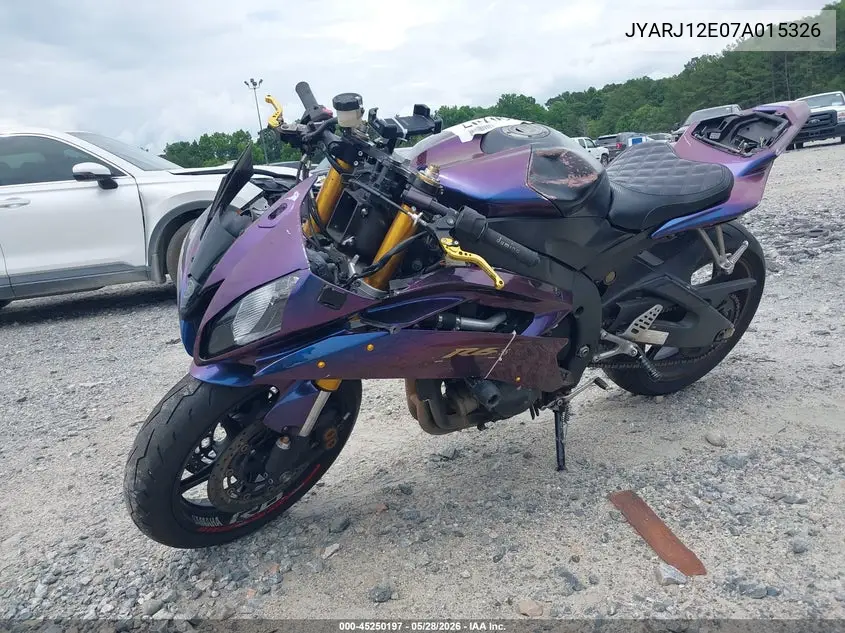 2007 Yamaha Yzfr6 L VIN: JYARJ12E07A015326 Lot: 45250197