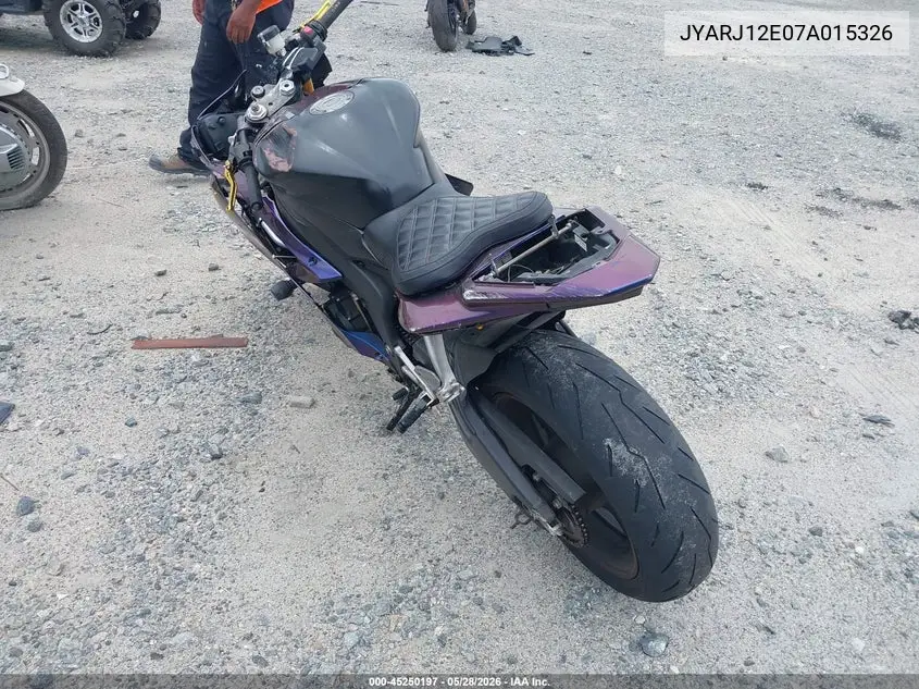 2007 Yamaha Yzfr6 L VIN: JYARJ12E07A015326 Lot: 45250197