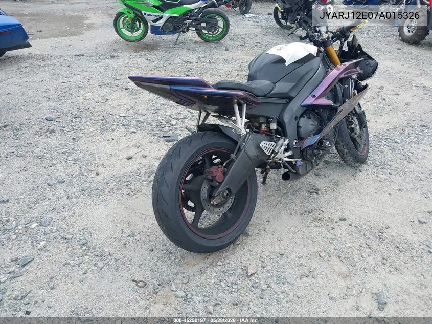 2007 Yamaha Yzfr6 L VIN: JYARJ12E07A015326 Lot: 45250197