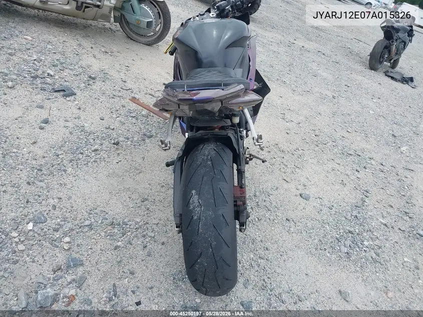 2007 Yamaha Yzfr6 L VIN: JYARJ12E07A015326 Lot: 45250197