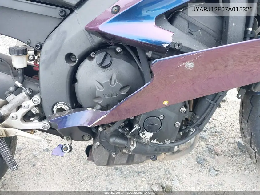 2007 Yamaha Yzfr6 L VIN: JYARJ12E07A015326 Lot: 45250197