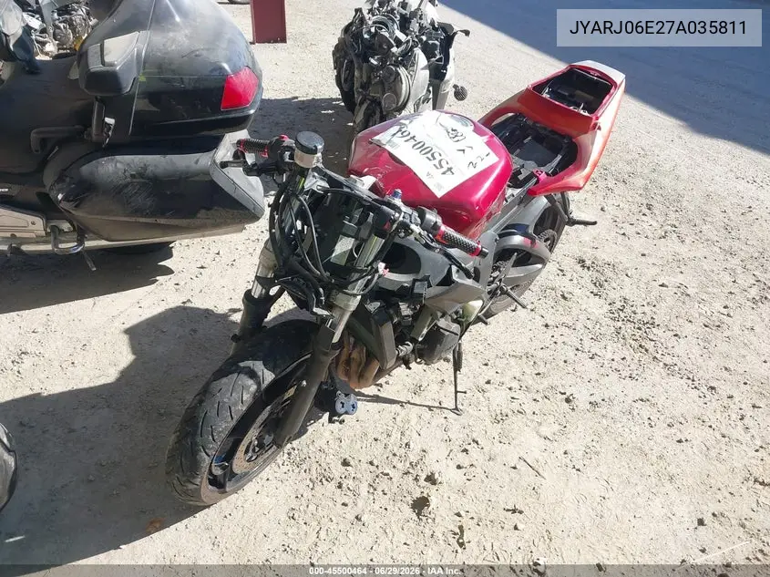 2007 Yamaha Yzfr6 S VIN: JYARJ06E27A035811 Lot: 45500464