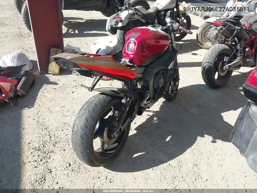 2007 Yamaha Yzfr6 S VIN: JYARJ06E27A035811 Lot: 45500464