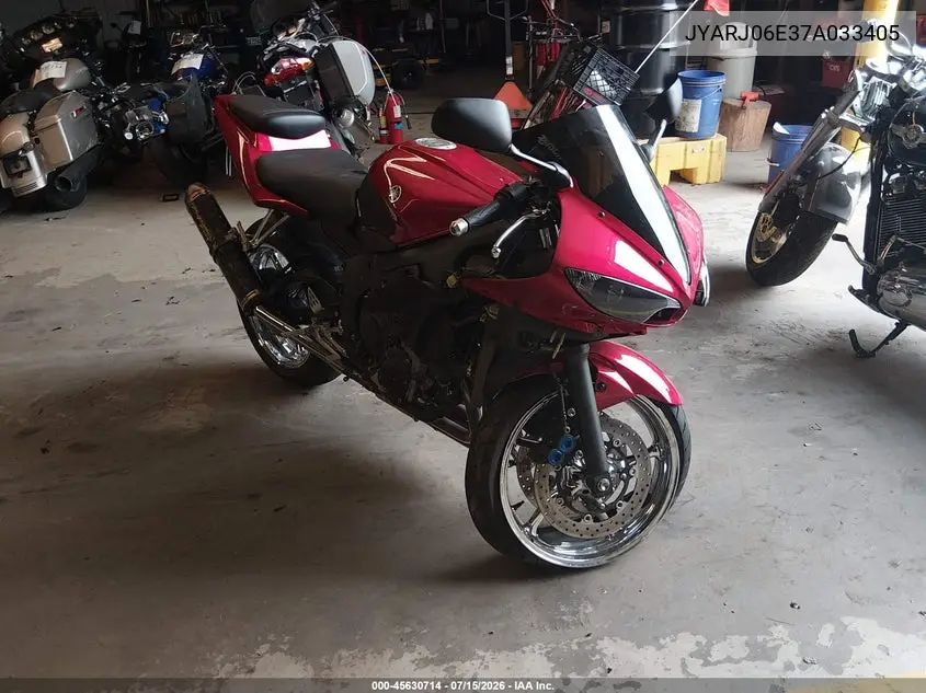 2007 Yamaha Yzfr6 S VIN: JYARJ06E37A033405 Lot: 45630714