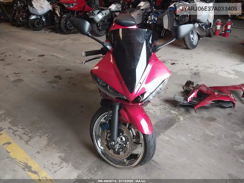 2007 Yamaha Yzfr6 S VIN: JYARJ06E37A033405 Lot: 45630714