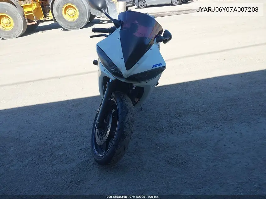 2007 Yamaha Yzfr6 S VIN: JYARJ06Y07A007208 Lot: 45644418