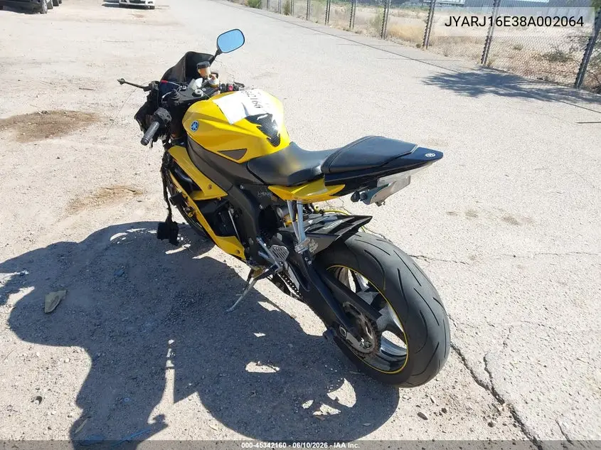 2008 Yamaha Yzfr6 VIN: JYARJ16E38A002064 Lot: 45342160