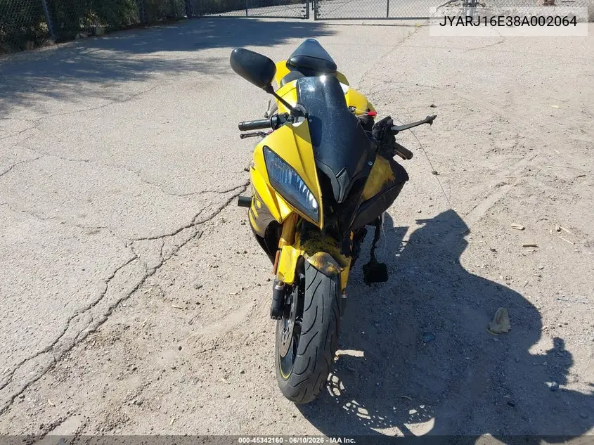 2008 Yamaha Yzfr6 VIN: JYARJ16E38A002064 Lot: 45342160