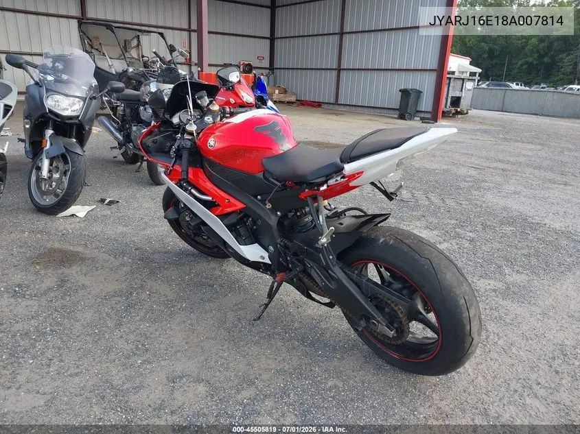 2008 Yamaha Yzfr6 VIN: JYARJ16E18A007814 Lot: 45505819