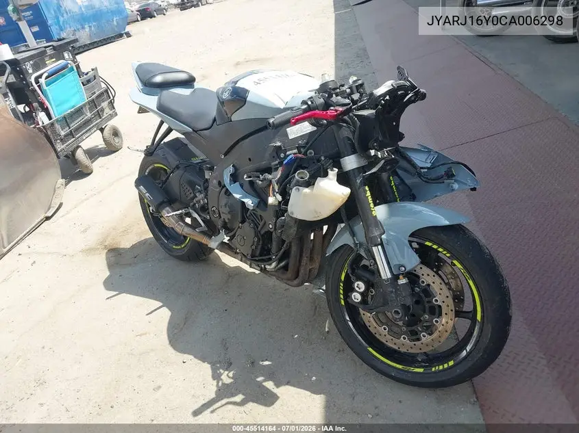 2012 Yamaha Yzfr6 C VIN: JYARJ16Y0CA006298 Lot: 45514164