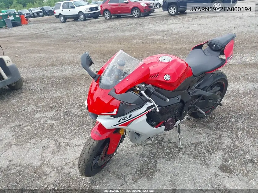 2015 Yamaha Yzfr1 C VIN: JYARN39Y2FA000194 Lot: 45298777