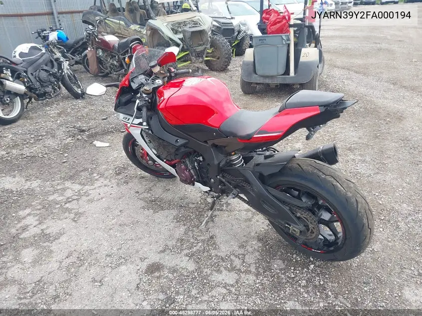 2015 Yamaha Yzfr1 C VIN: JYARN39Y2FA000194 Lot: 45298777