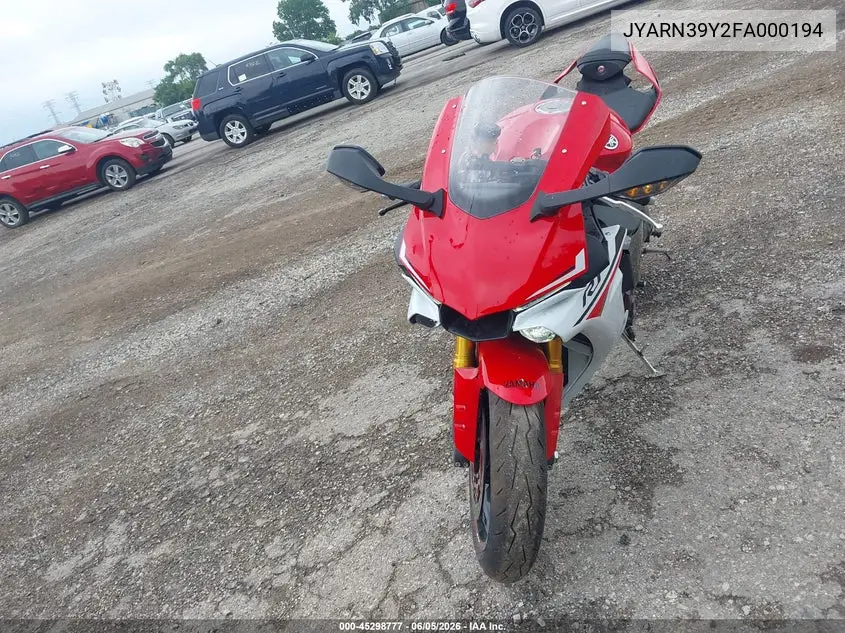 2015 Yamaha Yzfr1 C VIN: JYARN39Y2FA000194 Lot: 45298777