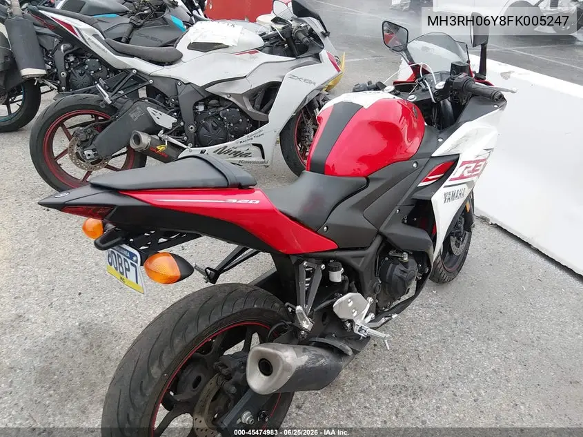 2015 Yamaha Yzfr3 VIN: MH3RH06Y8FK005247 Lot: 45474983