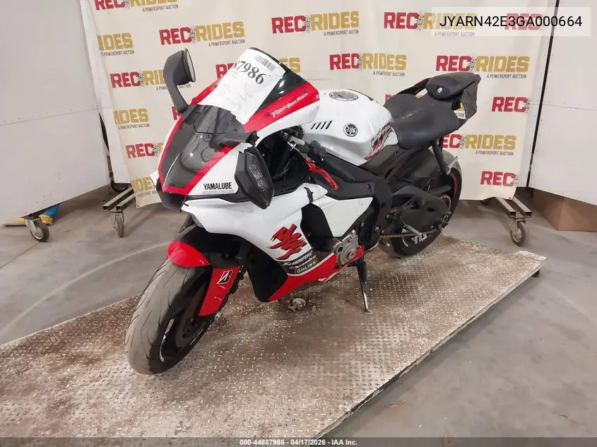 2016 Yamaha Yzfr1S VIN: JYARN42E3GA000664 Lot: 44887986