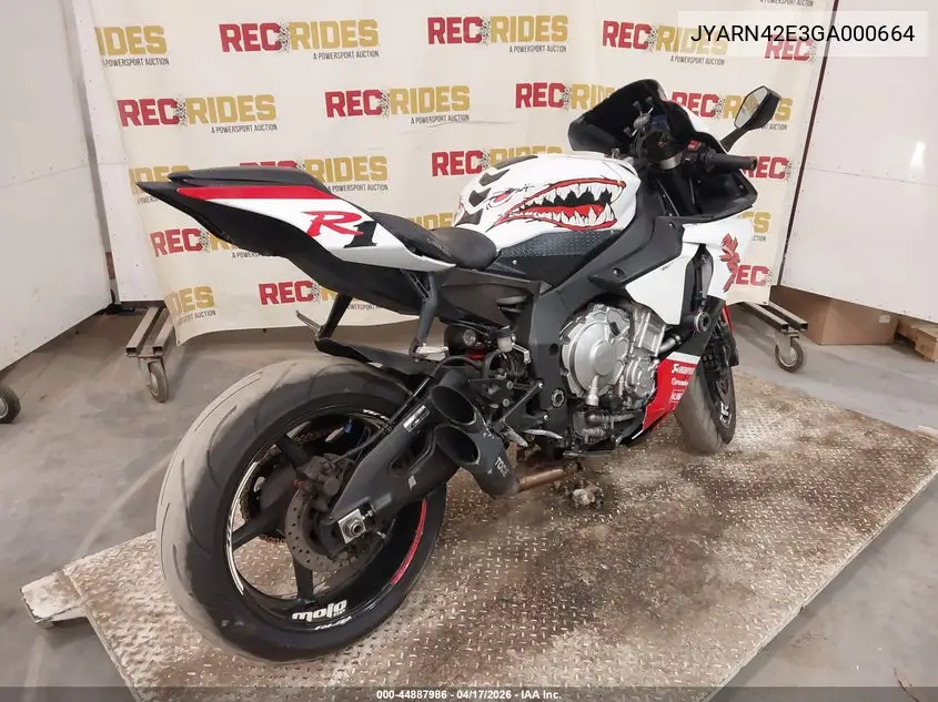 2016 Yamaha Yzfr1S VIN: JYARN42E3GA000664 Lot: 44887986