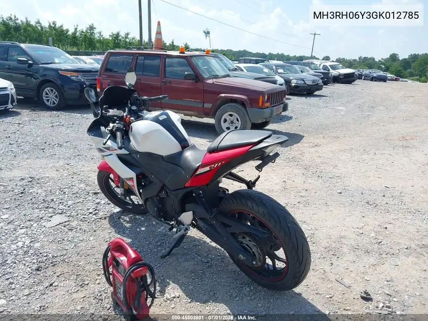 2016 Yamaha Yzfr3 VIN: MH3RH06Y3GK012785 Lot: 45503801