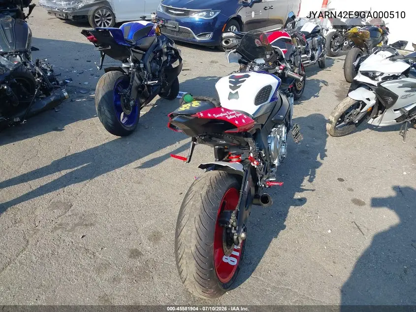 2016 Yamaha Yzfr1S VIN: JYARN42E9GA000510 Lot: 45581904