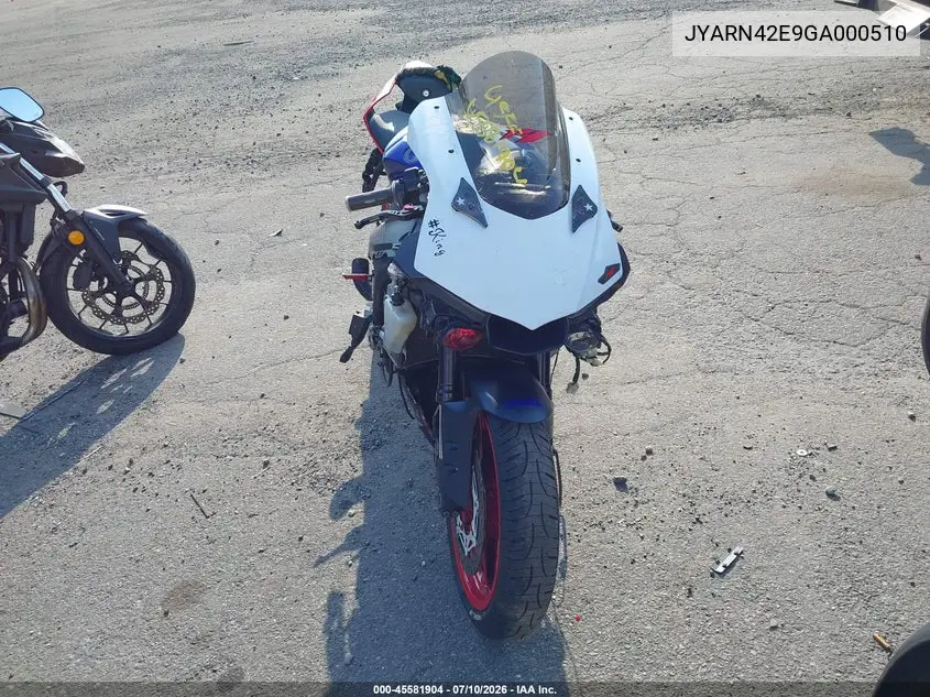 2016 Yamaha Yzfr1S VIN: JYARN42E9GA000510 Lot: 45581904