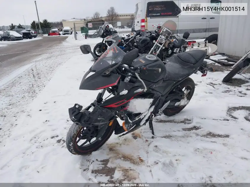MH3RH15Y4HK001514 2017 Yamaha Yzfr3 A