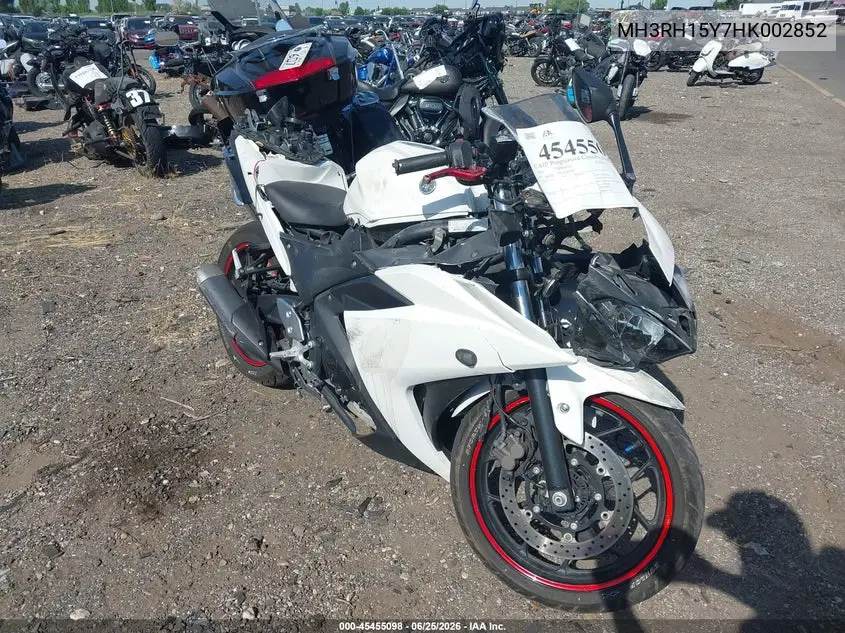 2017 Yamaha Yzfr3 A VIN: MH3RH15Y7HK002852 Lot: 45455098